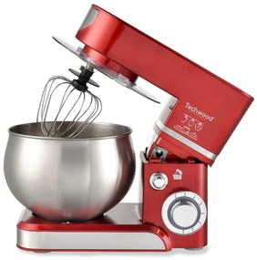 Mixer planetar Techwood TRO-1065, 1000W, 5 litri, 6 viteze, Pulse, Protectie la suprasarcina, Rosu/Inox