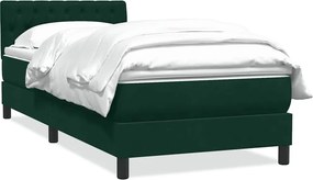 vidaXL Pat box spring cu saltea, verde închis, 80x220 cm, catifea