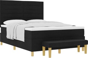 vidaXL Pat cu arcuri cu saltea Negru 160 x 200 cm țesătură