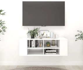 806238 vidaXL Dulap TV montat pe perete, alb, 102x35x35 cm, lemn prelucrat