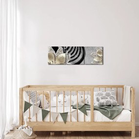 Tablou - 3D Flori aurii (cu ceas) (90x30 cm)