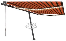 vidaXL Copertină automată senzor vânt&amp;LED, portocaliu&amp;maro, 400x300 cm