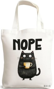 Sacosa de Panza pentru Cumparaturi, Geanta Tote, model Nope, 38 x 34.5 cm, Alba, BEKZ®