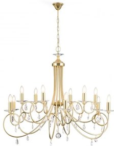 Candelabru 12 brate stil clasic cu cristale Swarovski Giada auriu mat