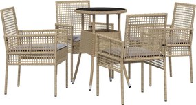 vidaXL Set de masă pentru grădină 5 pcs Bej poliratan