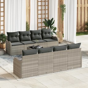 vidaXL Set de canapele pentru grădină cu pernă 9 pcs Gri deschis