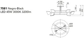 Lustra LED aplicata design modern CAPUCCINA 45W negru