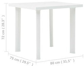 Masa de gradina, alb, 80 x 75 x 72 cm, plastic 1, Alb