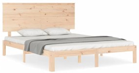 3193666 vidaXL Cadru de pat cu tăblie, lemn masiv, king size