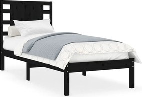 vidaXL Cadru de pat, 100x200 cm, negru, lemn masiv de pin