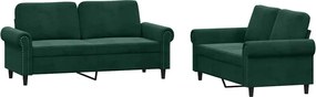 vidaXL Set de canapele cu perne, 2 piese, verde închis, catifea