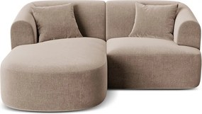 Colțar maro deschis cu tapițerie din catifea (cu colț pe partea stângă/cu șezlong) Campi – Cosmopolitan Design