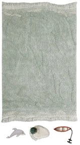 Covor de joacă pentru copii verde mentă din bumbac 90x130 cm Waves – Lorena Canals