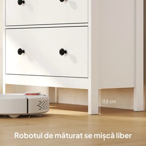 HOMCOM Comodă cu 4 Sertare pentru Dormitor din Lemn 74x35x97 cm Alb | Aosom Romania