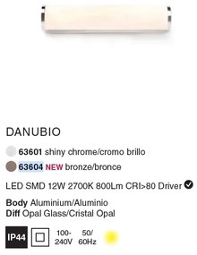 Aplica LED pentru oglinda baie moderna IP44 DANUBIO 12W 63604