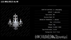 Candelabru cu 3 brate Cristal Bohemia L11 801/03/1-A