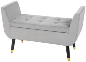 HOMCOM Bancă cu stocare și brațe, Truhenbank, poliester catifelat, lemn de cauciuc, Hellgrau, 107 x 42 x 65 cm | Aosom Romania