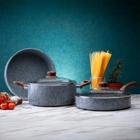 Tavа Oliver Voltz Siena OV51222J32, 32 cm, Rotunda, Finisaj marmura, Gri