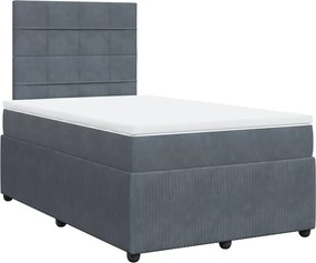 vidaXL Pat box spring cu saltea, gri închis, 120x190 cm, catifea