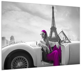 Tablou cu turnul Eiffel și mașină (70x50 cm), în 40 de alte dimensiuni noi