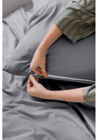 Lenjerie de pat gri din microsatin pentru pat dublu/extinsă 200x220 cm Basic – Bonami Essentials