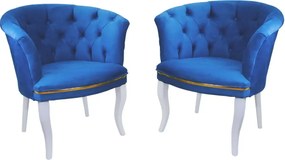 Set fotoliu Milano, albastru, picioare albe, Homs