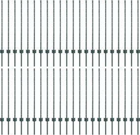 vidaXL Stâlp de gard. 44 pcs Verde 140 cm Oțel