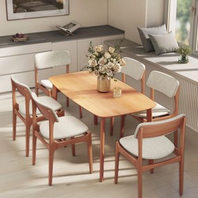 HOMCOM Masă de dining rectangulară pentru 6 persoane masă de bucătărie 150 cm din lemn masiv 150 x 80 x 76 cm lemn natural | Aosom Romania