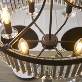 Endon 100711 - Candelabru suspendat pe lanț CHESTERFIELD, 6xE14/6W/230V, Ø 55 cm, negru