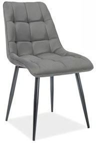 Scaun de bucaterie Chic Velvet mat, gri/negru