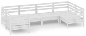 3083515 vidaXL Set mobilier de grădină, 6 piese, alb, lemn masiv pin