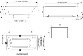 Ravak C731000000 - Cadă CHROME 160 x 70 cm, acrilică/albă