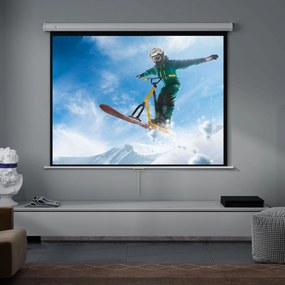 HOMCOM Ecran de Proiecție 84 Inch Format 4:3, Ecran Rulabil cu Unghi de 160° și Montare pe Tavan sau Perete, 181x8x138 cm, Alb | Aosom Romania