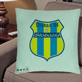 Perna Personalizata Unirea '04 Slobozia Fotbal, 40x40 cm, Verde Menta, Husa Detasabila, Perna Inclusa, BEKZ®