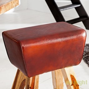 Scaun de bar cu design inspirat din echipamentul sportiv, picioare din lemn si piele, Bock Leder A-36815 VC