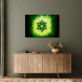 Tablou - Mandala de flori, fundal verde (90x60 cm)