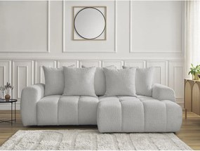 Colțar gri deschis extensibil/cu spațiu de depozitare cu tapițerie din țesătură bouclé (cu colț pe partea dreaptă/cu șezlong) Roxelane – Bobochic Paris