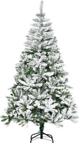HOMCOM Brad de Crăciun Artificial Înzăpezit cu 750 Ramuri, Bază din Oțel, Plastică, 105x105x180 cm, Verde | Aosom Romania
