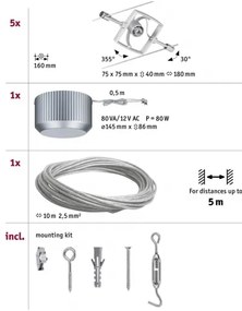 SET 5x spot Paulmann 94133 GU5,3/10W MAC 230V crom
