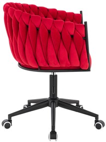 HR750K Scaun Roşu din Catifea cu Bază Neagră