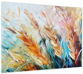Tablou pe sticlă - Grâu, abstracție (70x50 cm)