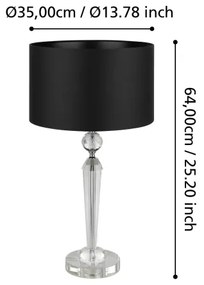 Lampă de masă Eglo 390158 PASIANO 1xE27/40W/230V negru