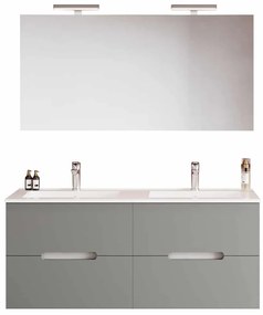 Set Mobilier Baie Suspendat Orchid, Lavoar Dublu, Gri-Alb Natur