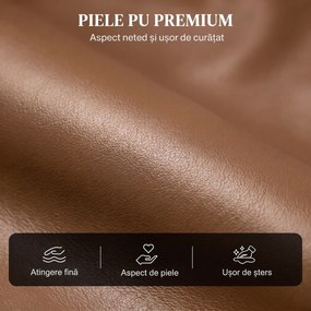 HOMCOM Fotoliu Relax Reclinabil Manual 155° cu Suport pentru Picioare, din Piele Ecologică PU, pentru Living și Dormitor, Maro închis | Aosom Romania
