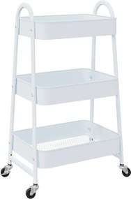 vidaXL Cărucior de depozitare 3 niveluri alb42x41,5x77 cm oțel