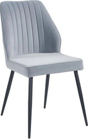 Scaun DEX, gri deschis/negru, stofa catifelata/metal, 61x49x86 cm