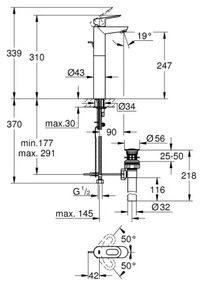 GROHE 32856000 - Baterie pentru lavoar BAULOOP 12” crom lucios