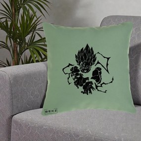 Perna Personalizata Dragon Ball Goku Super Saiyan Silueta, 40x40 cm, Verde, Husa Detasabila, Perna Inclusa, BEKZ®