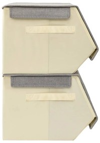 Set cutii depozitare stivuibile capac 8 buc. gricrem tesatura grey and cream, 19 x 36.5 x 25 cm, 1, 8, 8