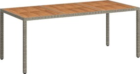 vidaXL Masă grădină, gri, 190x90x75 cm, poliratan și lemn de acacia